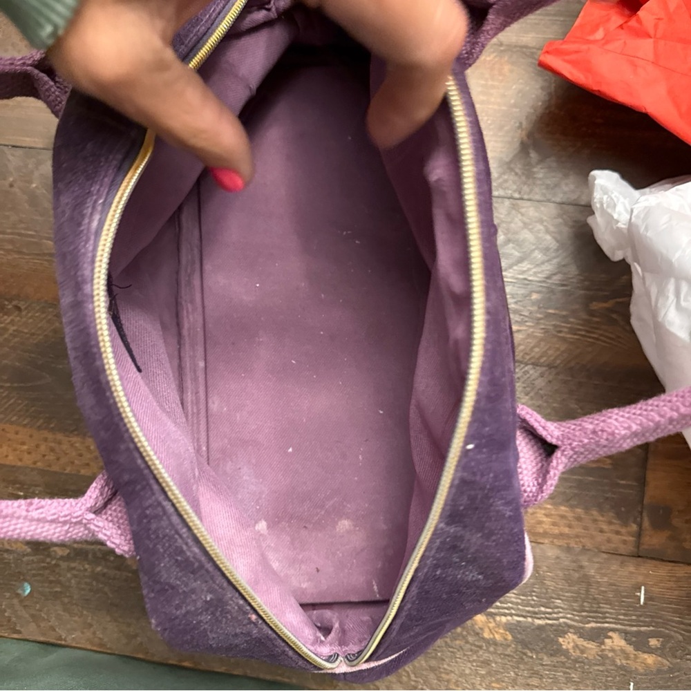 Vintage Y2K 1990’s Victoria's Secret Handbag Purple Velvet Satchel Bag Cosmetic - Picture 9 of 14
